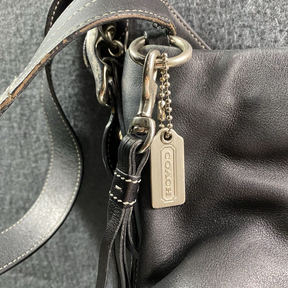 COACH Black Leather Soho Slim Duffle Crossbody Messenger Tote Bag #1414 Y2K Vtg - Picture 14 of 15